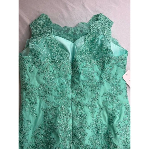 Lavetir Gown Dress Women's 18 Plus Green Floral Maxi Jewel Neck Sleeveless New - Picture 12 of 16